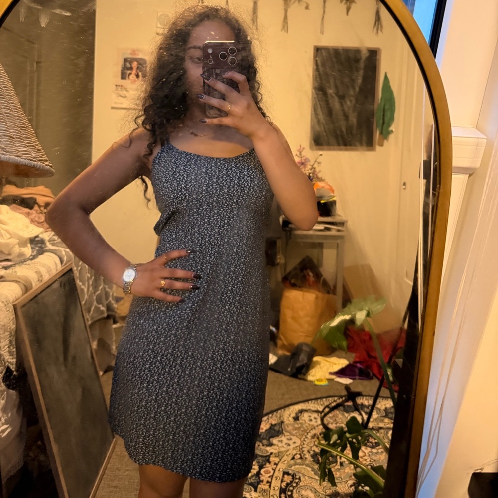 Brandy Melville navy floral slip dress